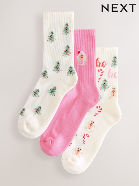 عيد الميلاد - Sporty Ribbed Ankle Socks 3 Pack (W57990) | ‏42 د.إ.‏
