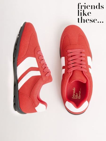 Friends Like These Red Super Slim Lace Up Low Top Casual Trainers (W57997) | R$ 375