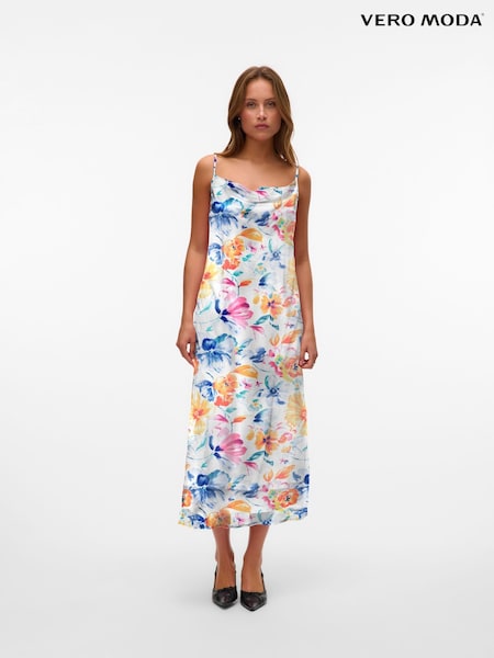 VERO MODA White Waterall Neck Strap Floral Print Dress (W58002) | €57