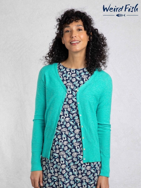 Weird Fish Blue 100% Cotton Curran Lightweight Cardigan (W58014) | €60