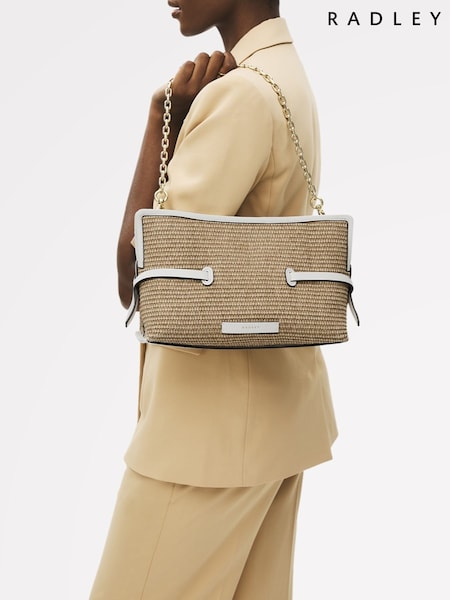 Radley Medium Fleet Street Raffia Open Top Clutch Brown Bag (W58069) | €279