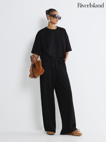 River Island Black Premium Boxy T-Shirt (W58111) | 129 QAR