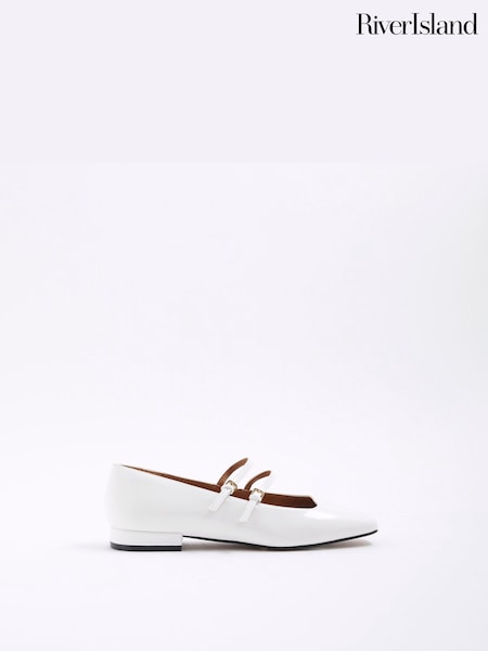 River Island White Square Toe Mary Jane Shoes (W58120) | AED163
