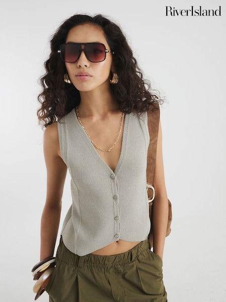 River Island Lace Back Crochet Waistcoat (W58146) | €45