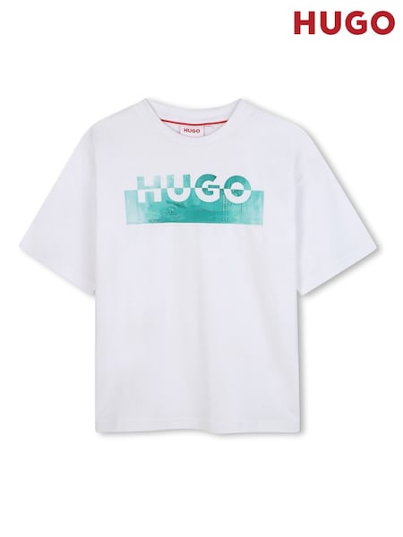HUGO White Graphic Logo Short Sleeve T-Shirt (W58148) | AED262 - AED349