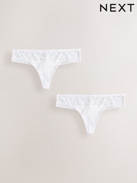 أبيض - Microfibre and Lace Knickers 2 Pack (W58166) | ‏59 د.إ.‏