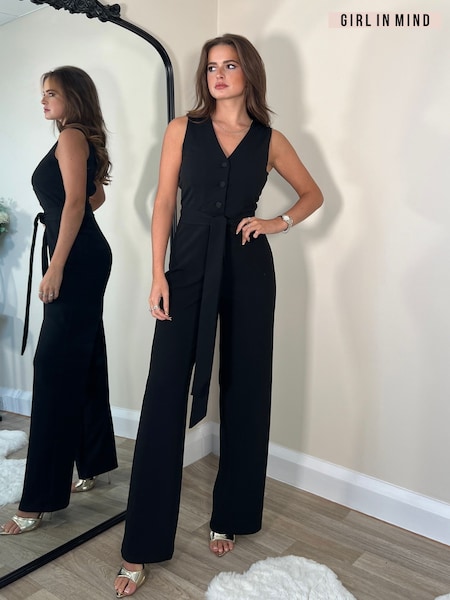 Girl In Mind Black Trisha Tailored Waistcoat Jumpsuit (W58177) | € 78