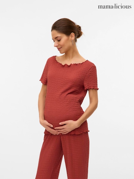 Mamalicious Red Maternity Co-ord Jersey Short Sleeve Top (W58179) | R$ 255