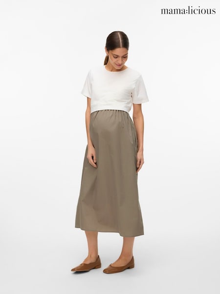 Mamalicious Green Maternity Colour Block Short Sleeve Dress With Nursing Function (W58183) | € 50