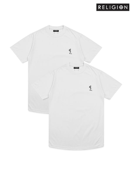 Religion White Essential Swag Curved Hem 100% Cotton T-Shirts 2 Pack (W58186) | R$ 445