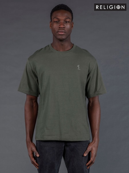 Religion Green Oversized Heavy Block 100% Cotton T-Shirt (W58189) | 161 QAR