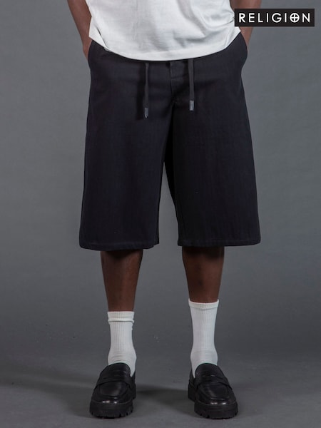 Черный - Religion Cargo Jort Herringbone 100% Cotton Shorts (W58190) | €93