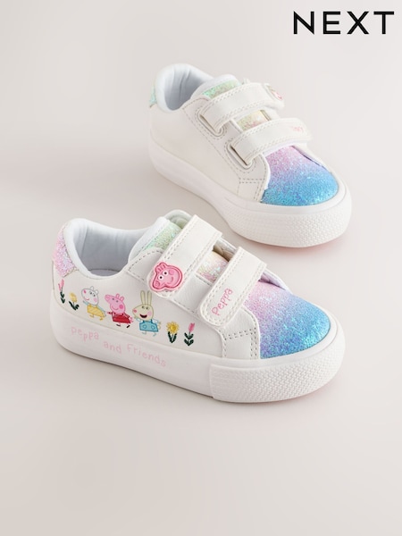 White Wide Fit (G) Peppa Pig Chunky Trainers with Touch Fastening (W58239) | €34 - €37