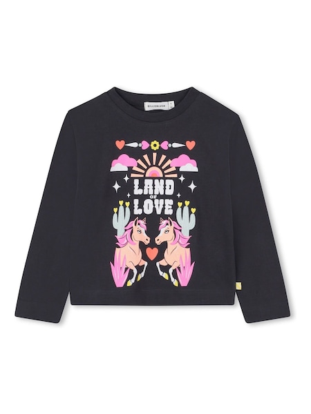 Billieblush Grey Unicorn Graphic Long Sleeve T-Shirt (W58249) | €41 - €50