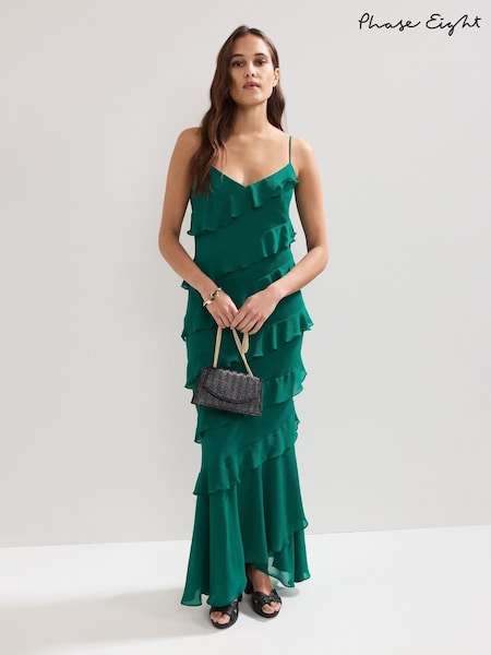 Phase Eight Green Keegan Ruffle Dress (W58389) | €216