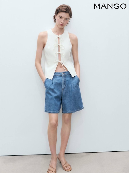 Mango Blue 100% Cotton Denim Bermuda Shorts (W58495) | €37