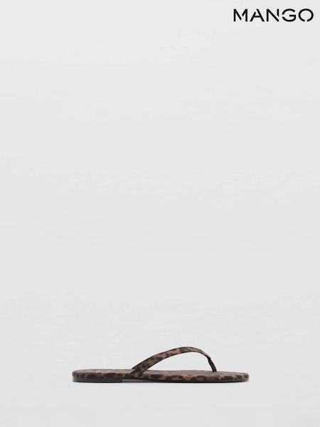 Mango Black Leopard Print Flip Flops (W58499) | €45