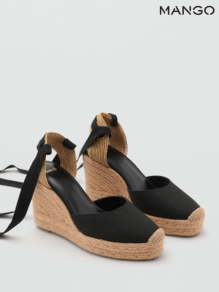 Mango Black Wedge Sandals (W58502) | €77