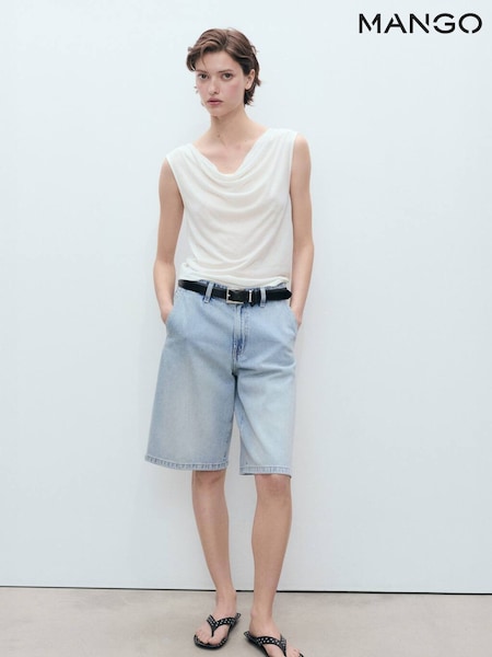 Mango Blue 100% Cotton Denim Bermuda Shorts (W58504) | €37