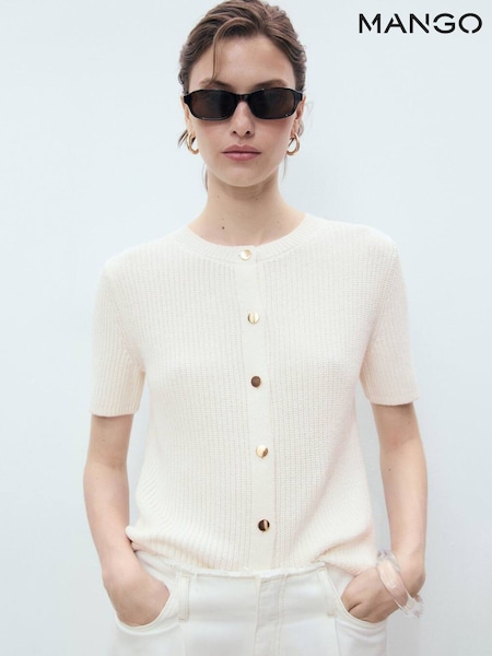 Mango Cream 100% Cotton Short Sleeve Cardigan (W58510) | €45