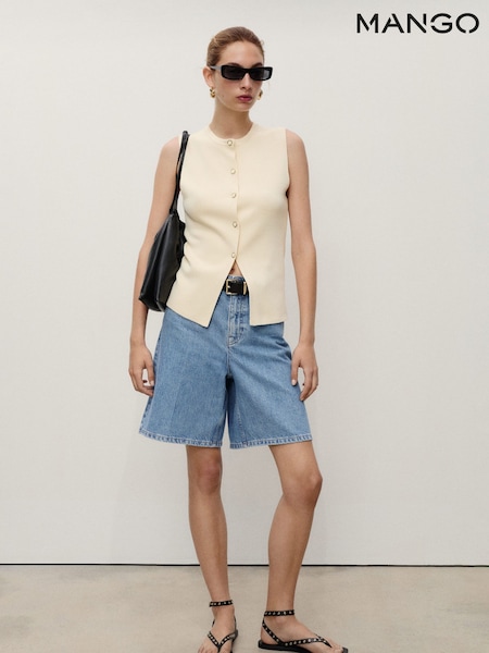Mango Blue 100% Cotton Denim Bermuda Shorts (W58514) | €37