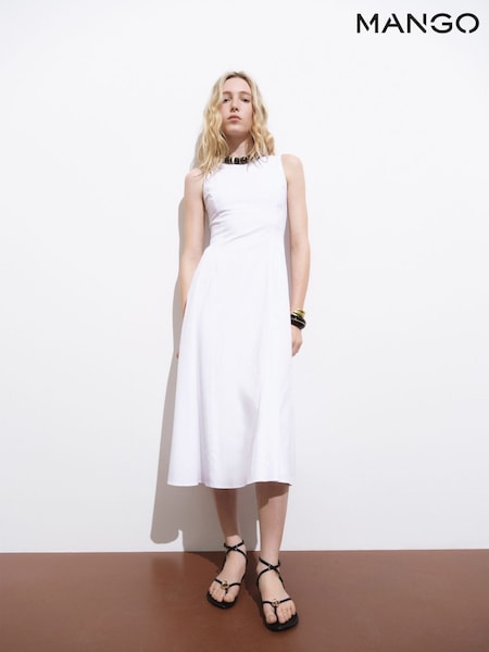 Mango White Sleeveless Flared Dress (W58528) | €77