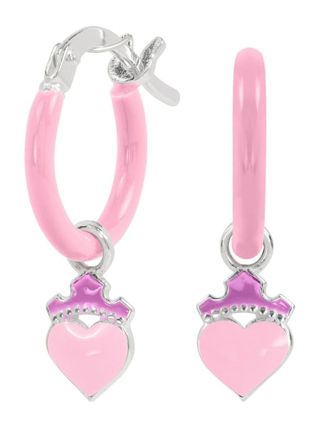 Peers Hardy Pink Tone 925 Disney Princess Purple Love Heart Huggie Earrings (W58541) | €37