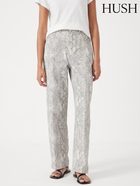 Hush Grey Wide Leg Snake Print 100% Cotton Jeans (W58573) | OMR61