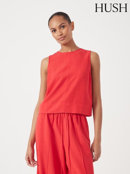 Hush Red Vera Linen Blend Top (W58577) | 297 QAR