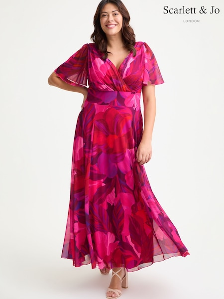 Scarlett & Jo Pink Isabelle Cerise Purple Angel Sleeve Maxi Dress (W58689) | 5,708 UAH