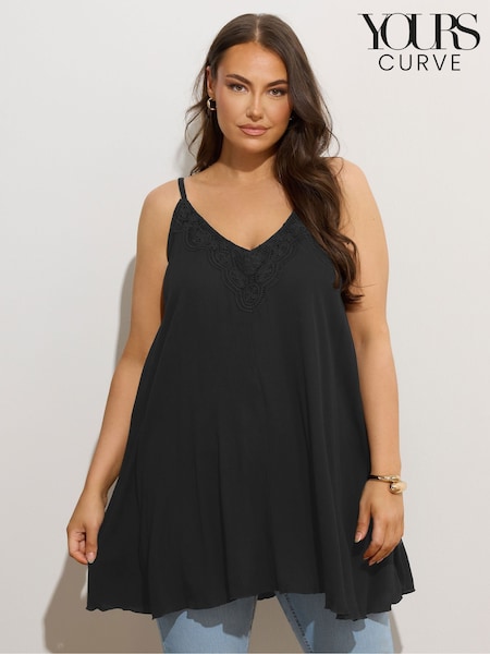 Yours Curve Black Crochet White Camisole (W58708) | €31
