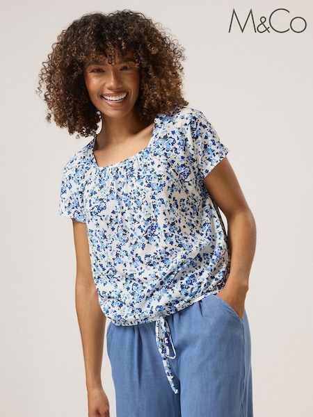 M&Co White Ditsy Tie Hem Top (W58709) | R$ 255