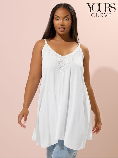 Yours Curve White Crochet White Camisole (W58726) | €31