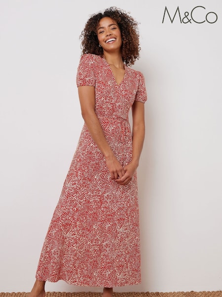 M&Co Orange Wrap Maxi Dress (W58728) | R$ 385