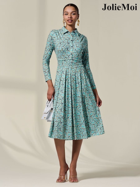 Jolie Moi Green Asymmetric Drape Midi Dress (W58787) | €96
