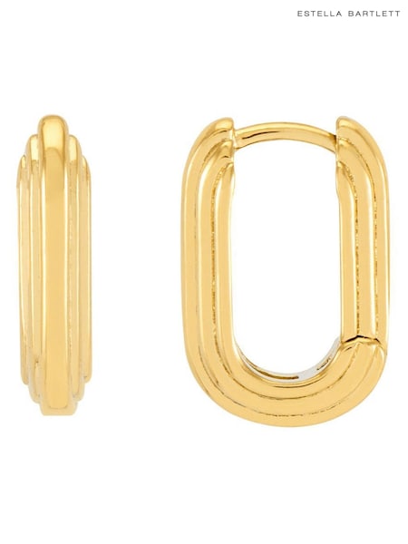 Estella Bartlett Gold Tone Ridged Hinge Hoops Earrings (W58795) | AED192