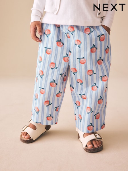 Blue Stripe Peach Print Pullon Trousers (3mths-7yrs) (W58866) | €15 - €17.50