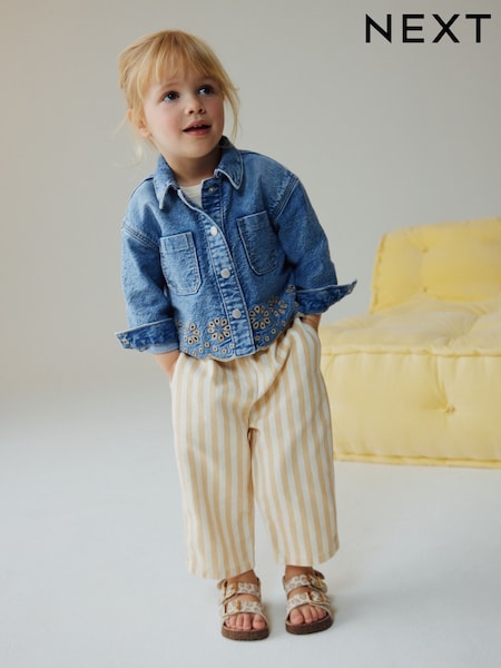 أزرق متوسط - Denim Jacket and Stripe Trousers Set (3mths-7yrs) (W58871) | ‏132 د.إ.‏ - ‏ 152‏ د.إ.