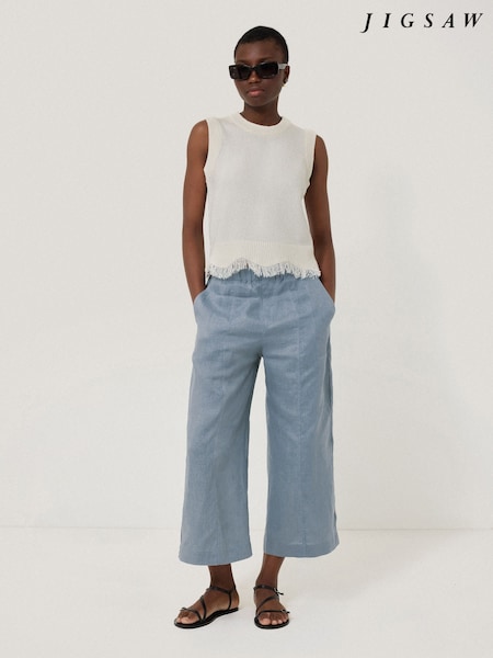 Jigsaw Blue Relaxed Mara 100% Linen Trousers (W58908) | €222