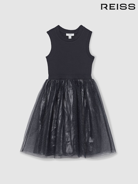 Reiss Navy Dahlia Knit-Bodice Tulle Dress (W58934) | €75