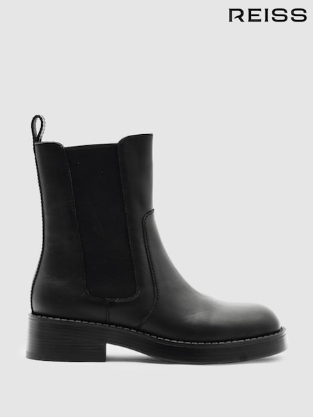 Reiss Black Phoebe Leather Chelsea Boots (W58942) | AED1,656