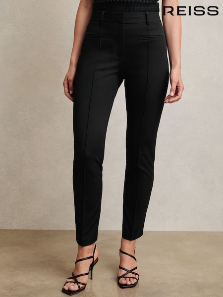 Reiss Black Norla Petite Pintuck Tapered Trousers (W58949) | €185