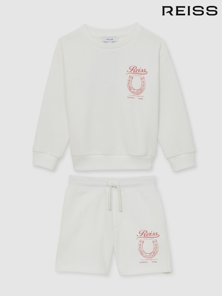 Reiss Ecru Candy Pony Club Sweatshirt and Shorts Set (W58953) | €95