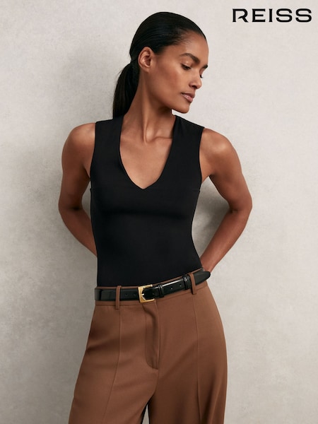 Reiss Black Wren V-Neck Sleeveless Bodysuit (W58957) | €95