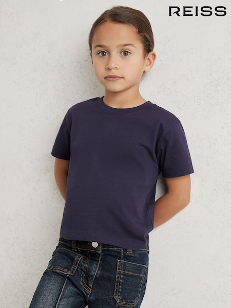 Reiss Navy Belle Cotton Crew Neck T-Shirt (W58972) | €15