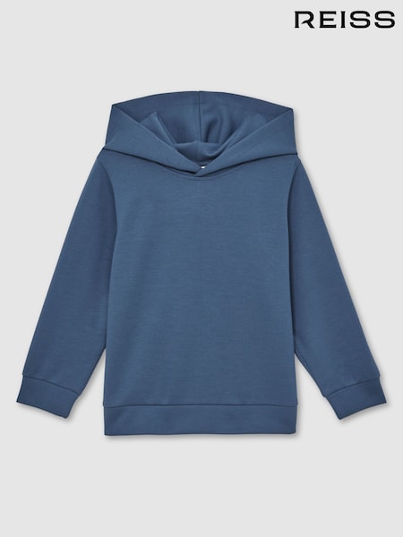 Reiss Ocean Blue Fabien Interlock Jersey Hoodie (W58979) | €65