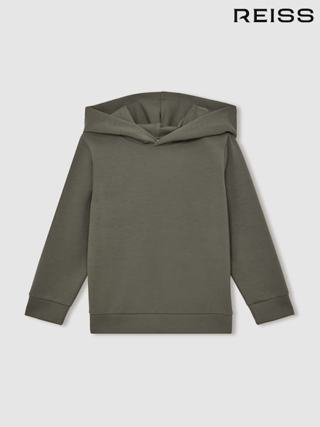 Reiss Dark Sage Fabien Interlock Jersey Hoodie (W58985) | €65