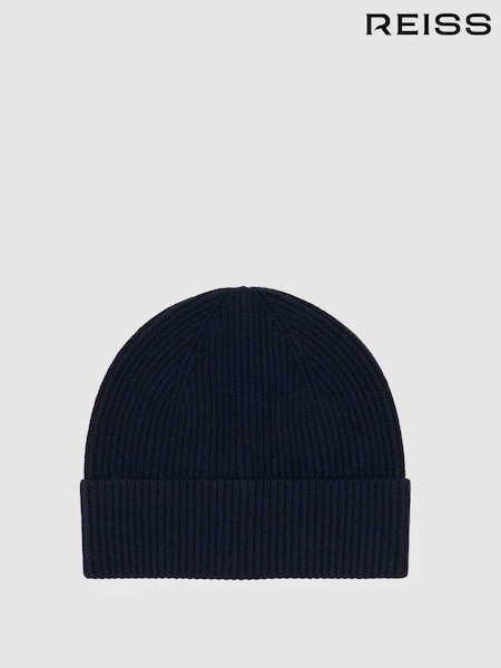Reiss Navy Chaise Merino Wool Rib-Knit Beanie (W58998) | €65