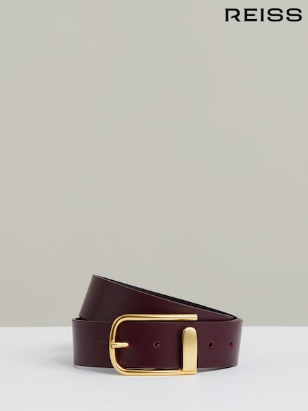 Reiss Burgundy Iyla Leather Half Keeper Belt (W59001) | €95