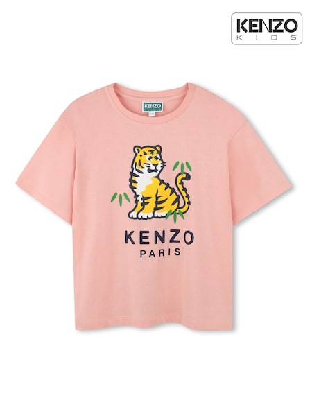 KENZO KIDS Pink Tiger Graphic Logo Short Sleeve T-Shirt (W59004) | 322 QAR - 421 QAR